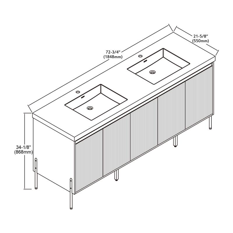Ripple 72" Double Bathroom Vanity Set