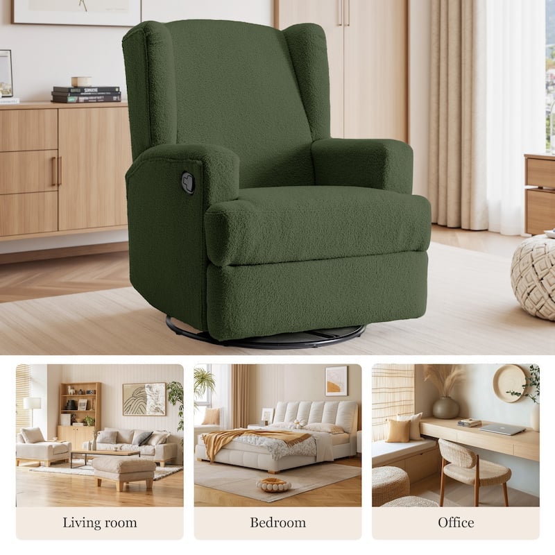UIXE Upholstered Chenille/Boucle Swivel Glider Rocker Recliner