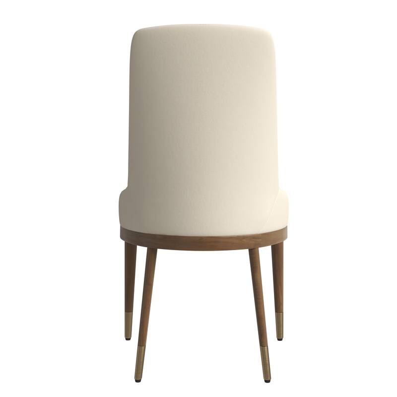 Upholstered Leather Dining Chair with Rubberwood Frame Side Chair High Back and Gold Accent Legs for Living Room