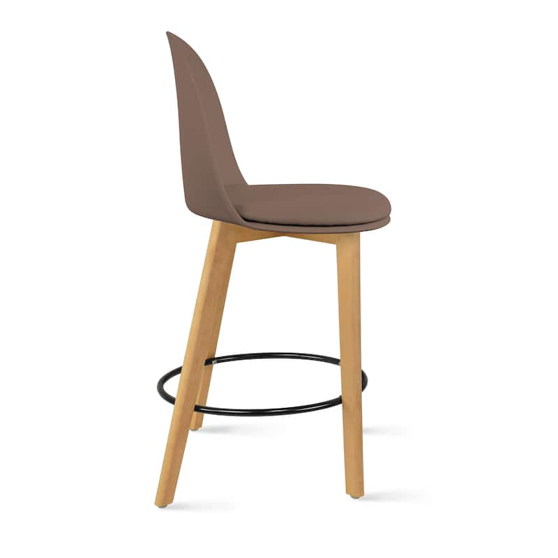 Set of 2 Designer Eiffel Chairs Counter Stools With Backs Side Molded Shell Kitchen Office Dining Dowel Bar Patio