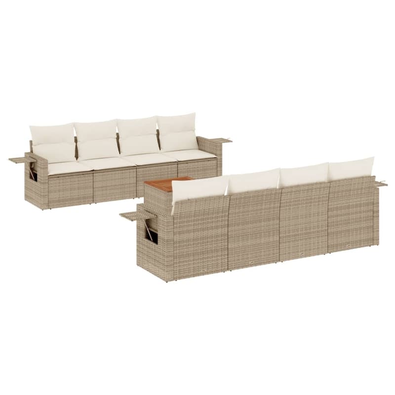 vidaXL Garden Sofa Set 9 Piece with Cushions Outdoor Sofa Set Poly Rattan