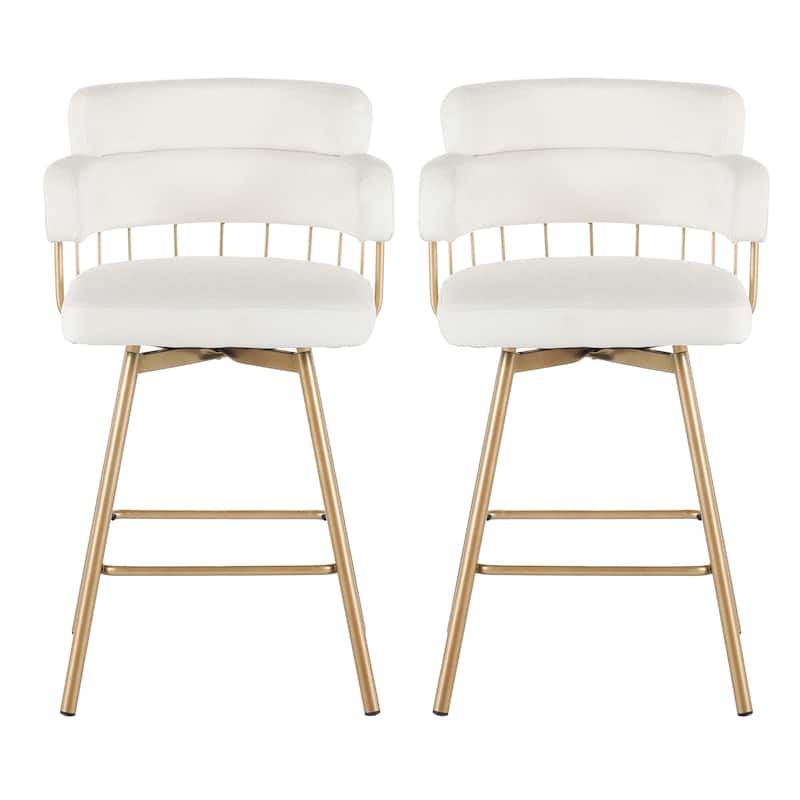 Upholstered Swivel Counter Height Bar Stools Dining Chairs Set of 2