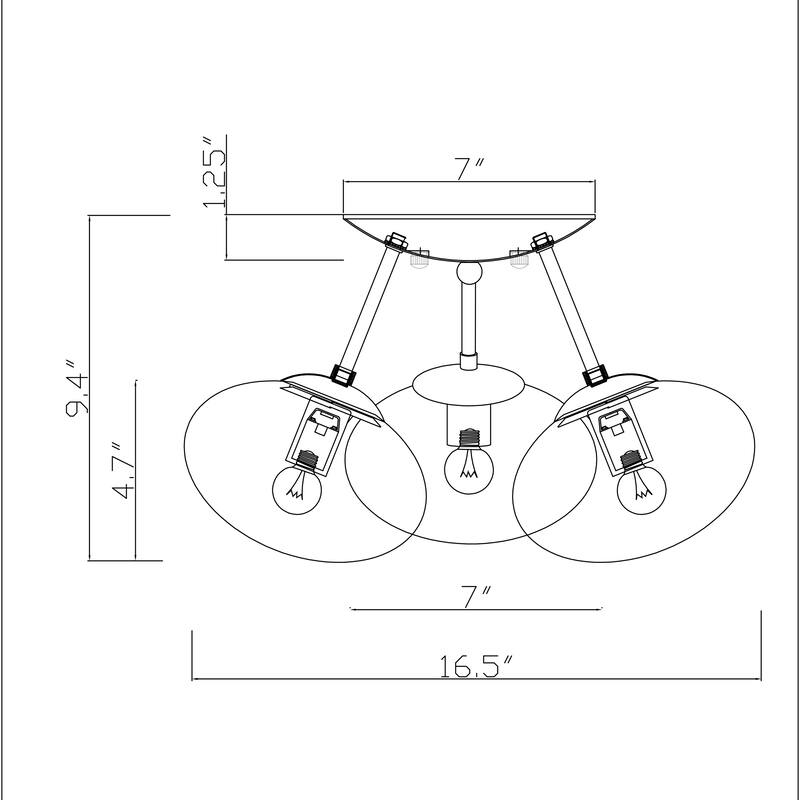 Clare Matte Satin Nickel 3-Light Globe Clear Glass Shade Semi-Flush Mount