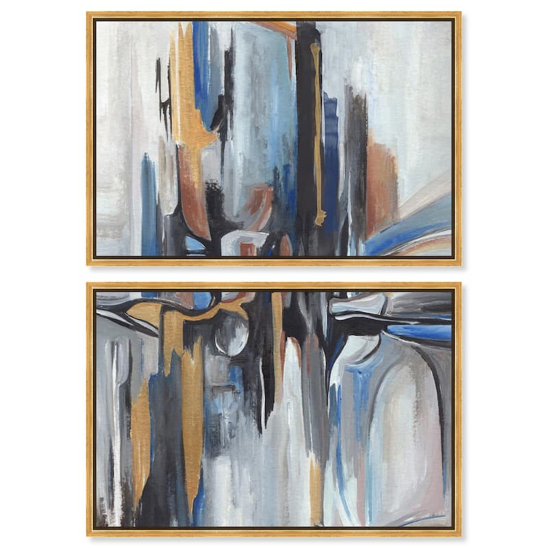 Meditation Mood Canvas Set of 2 by Art Remedy - 45" x 30" - Gold