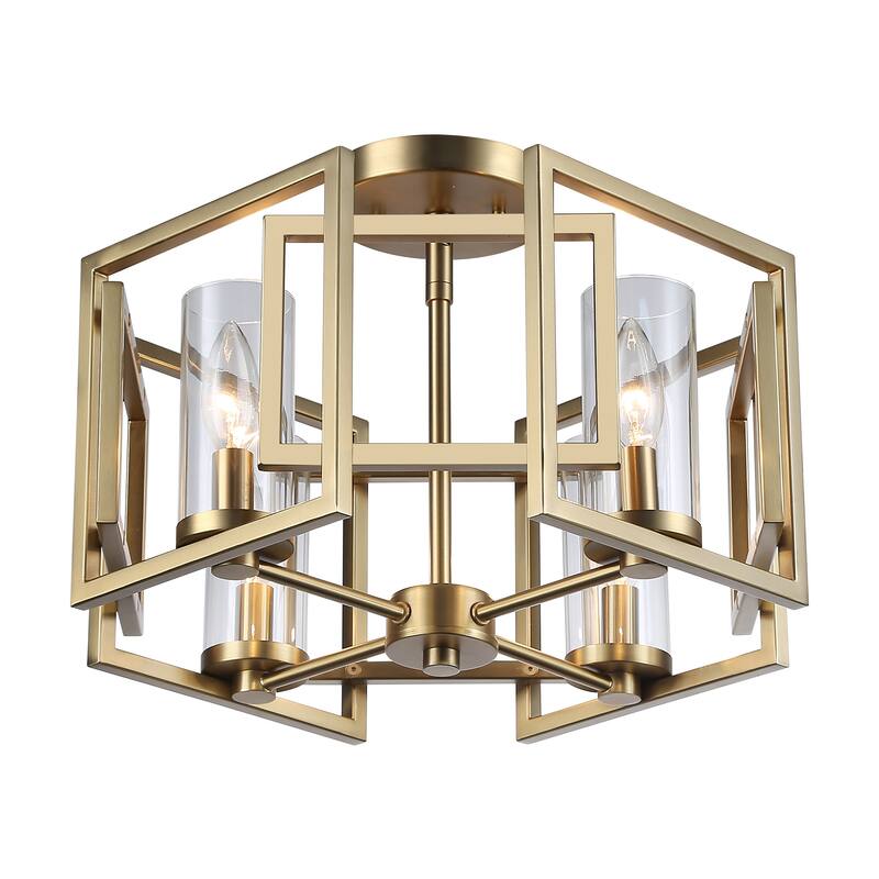 Marco 4-Light Flush Mount in Brushed Champagne Bronze with Clear Glass