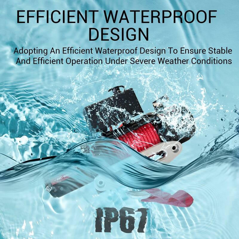 85ft Red Synthetic Rope Electric Winch with Wireless Handheld Remote - 10000lbs - Red/Black