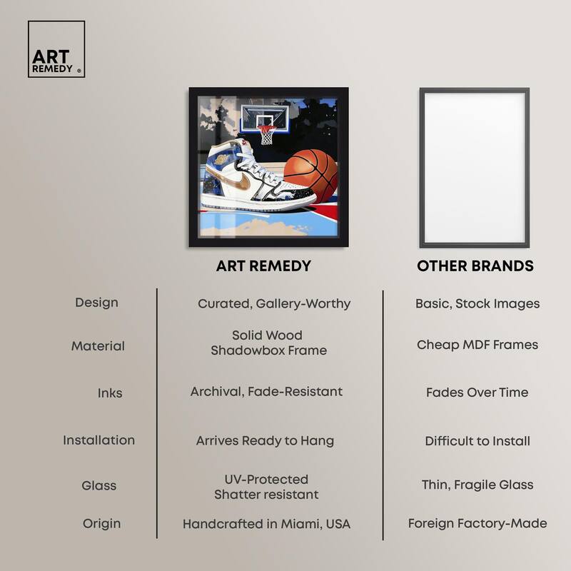 Basketball Court Blues Shadowbox by Art Remedy
