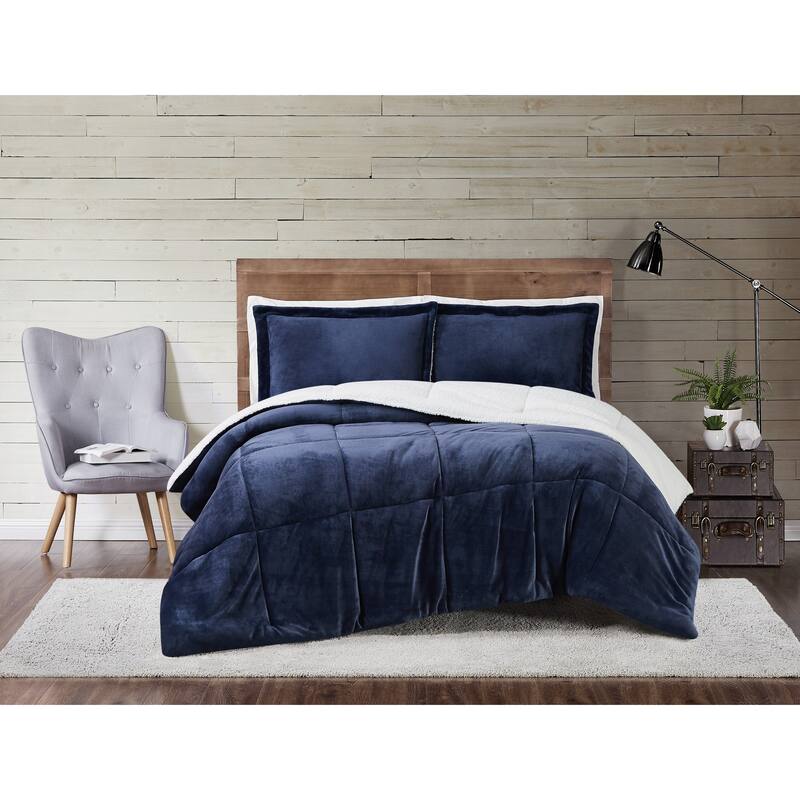 Truly Soft Cuddle Warmth 3-piece Comforter Set - King - Blue