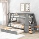 preview thumbnail 1 of 28, Contemporary Style Twin over Full Bunk Bed with Trundle and Ladder,Built-in Desk with Storage Drawers and Shelf Gray