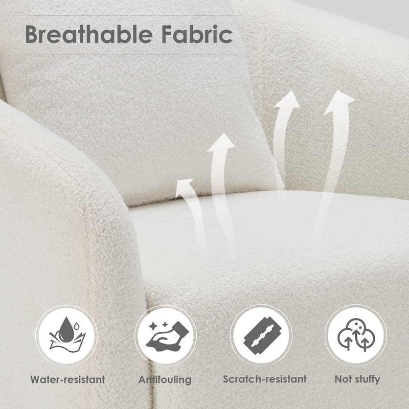 Swivel Accent Chair, Barrel Armchair with Back Pillow & Wood Frame for Living Room, Bedroom, Office