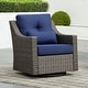 preview thumbnail 15 of 105, Murphy Outdoor Wicker Patio Outdoor Sofa Swivel Chair Coffee Table 1 Chair - Gray Wicker-Blue