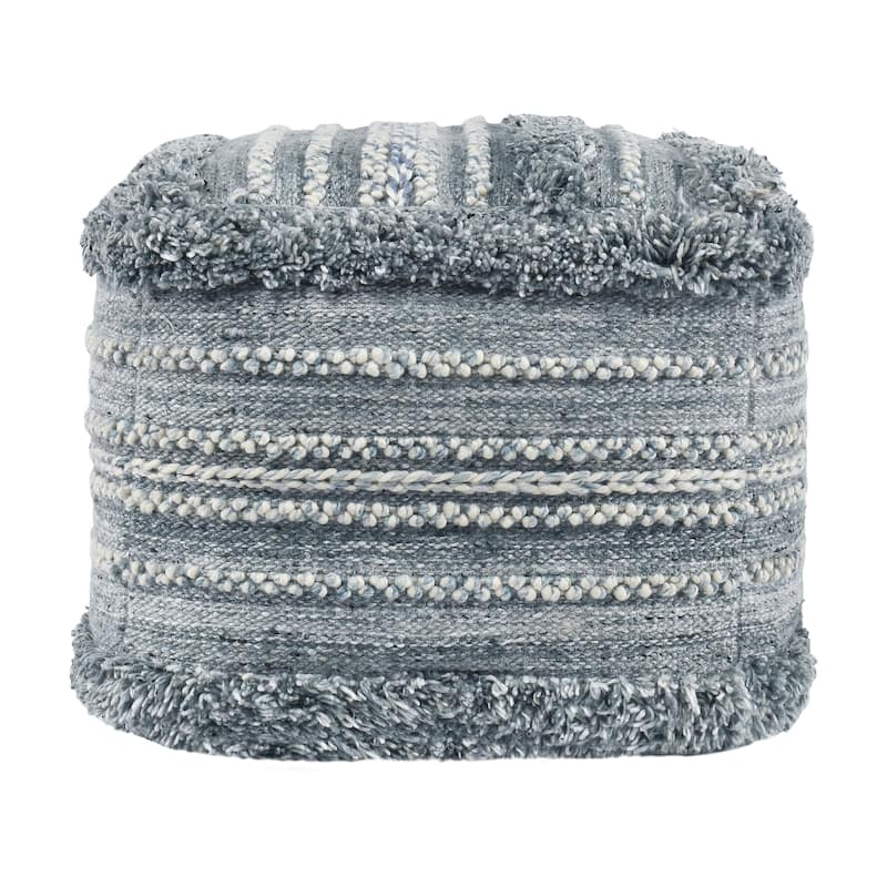 Villa by Classic Home Elko 18" Blue Indoor-Outdoor Pouf