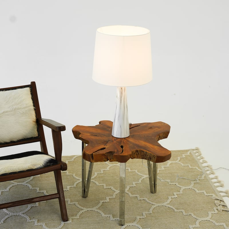 Topa Modern Faux Marble Table Lamp with Drum Shade