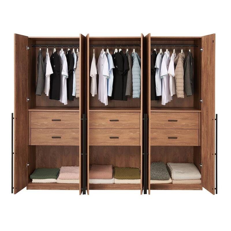 Manhattan Comfort Lee Modern 2.0 Freestanding Wardrobe Closet Armoire Set of 3