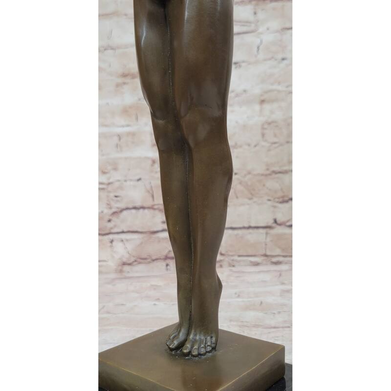 Icarus Rising Bronze Sculpture Statue By Boizot Winged Male Figure On Marble Base