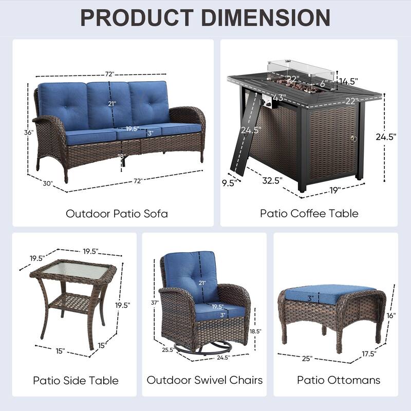 Pocassy Outdoor Fire Pit Conversation Sofa Set