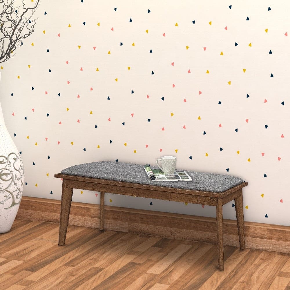 Grey Fabric Dining Bench - Stylish Wooden Seating with Chamfered Legs - 46" x 15.75" x 18.75"