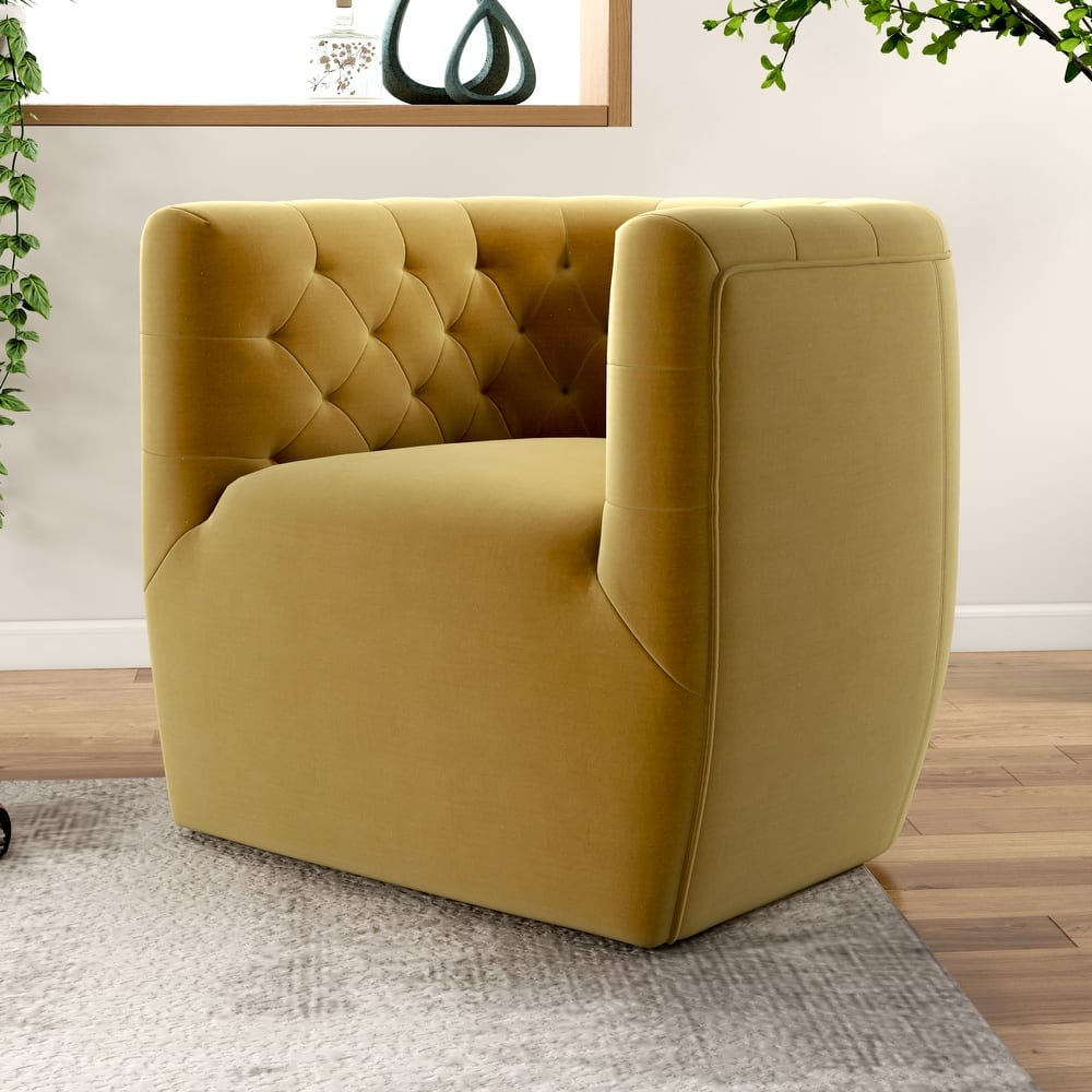 Luxor Mid-Century Modern Furniture Comfy Velvet Swivel Accent Chair