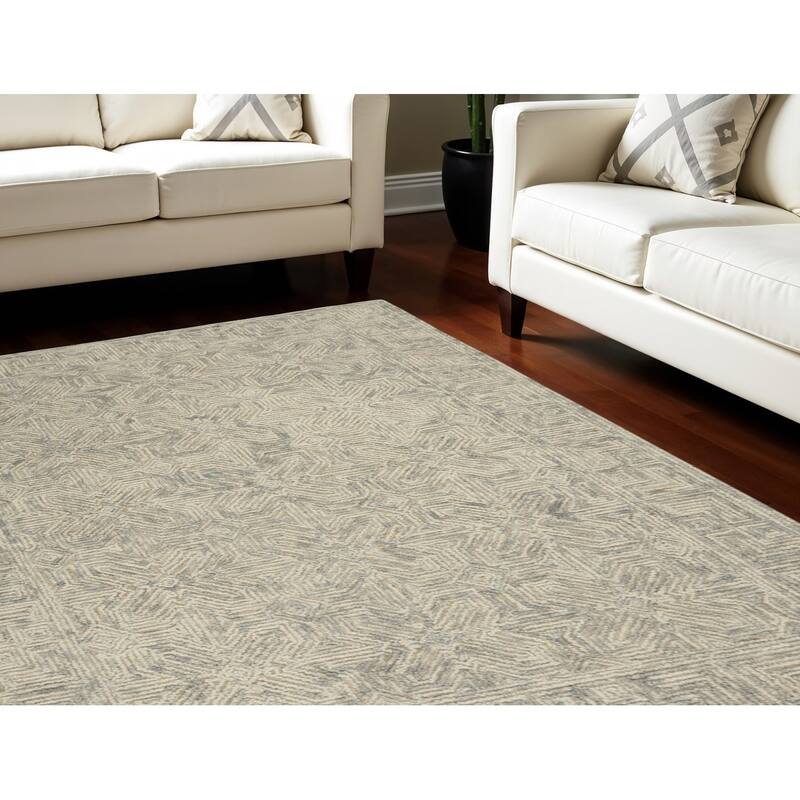 Dunuc Power Loomed Geometric Abstract Modern Soft Area Rug By HomeRoots - 117' X '93' X '0.5 - Cream/Onyx - Rectangle