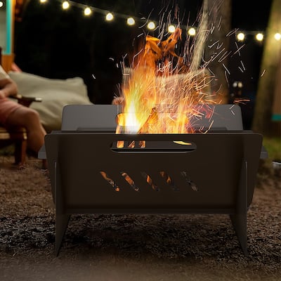 Smokeless Portable Fire Pit, 3-in-1 Steel Wood Burning Firepit - 16.25" L x 11.75" W x 8.75" H