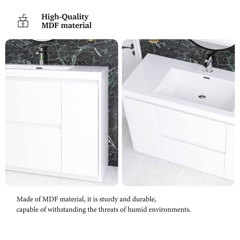 Floating Bathroom Vanity with Integrated Resin Top