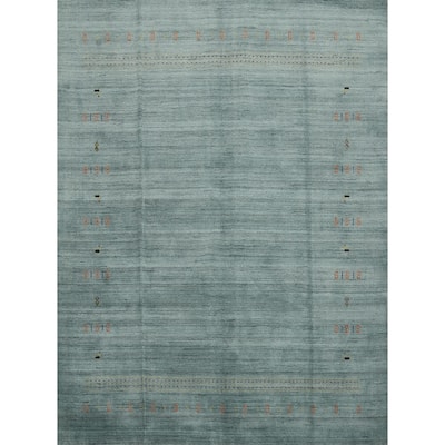 Hand Knotted Oriental 100% Wool Carpet Tribal Animal Pictorial Green Gabbeh Area Rug - 8' 1'' X 7' 11''