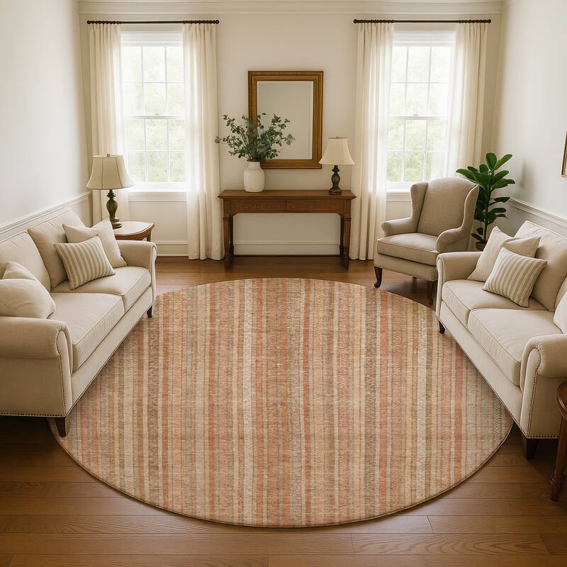 Premium Washable Super Soft Striped Mayfield Rug - Paprika - 8' x 8'