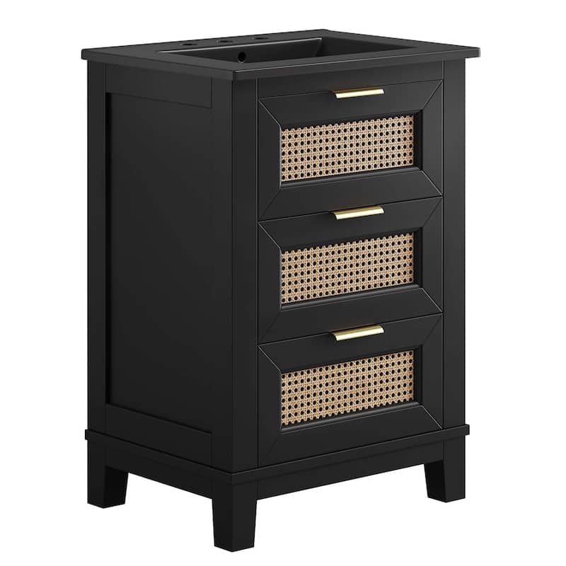 Dixie 24" Solid Wood Bathroom Vanity Cabinet - Matte - Single Vanities - Black