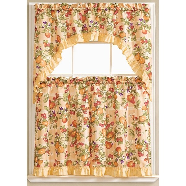 Shop Megan Embroidered 3 Piece Kitchen Curtain Swag