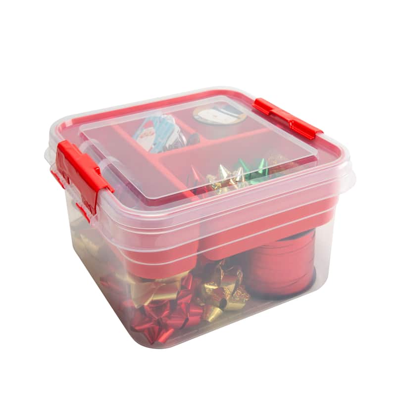 Simplify 5 Compartment Gift Supply Storage Box in Red
