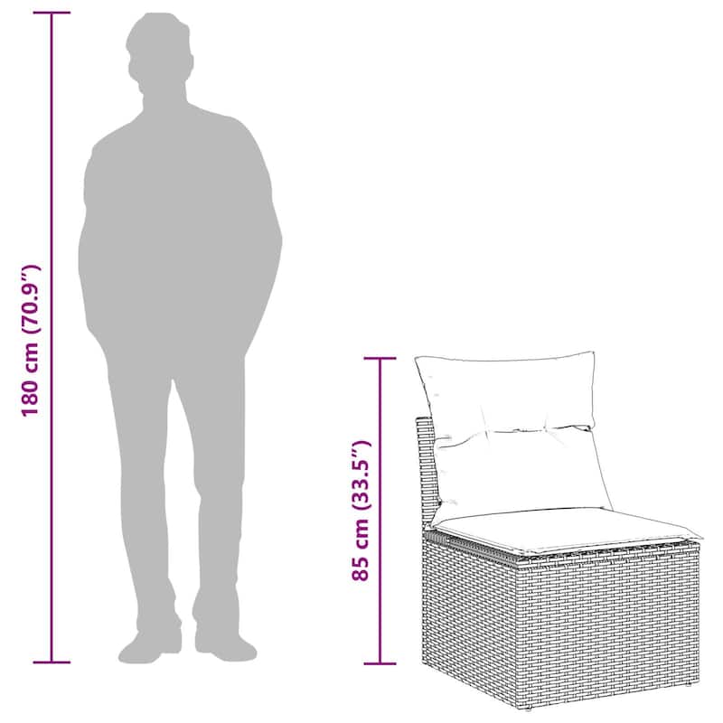 vidaXL 7 Piece Garden Sofa Set with Cushions - 125.6×60.6×27.2