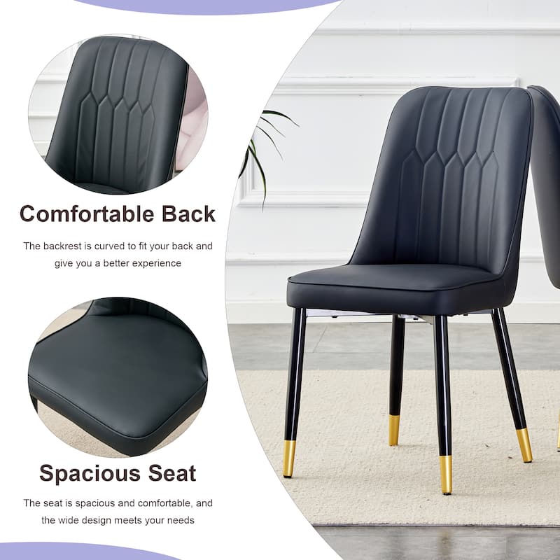 Convertible Round Oval Dining Table Set with Black Ergonomic Chairs