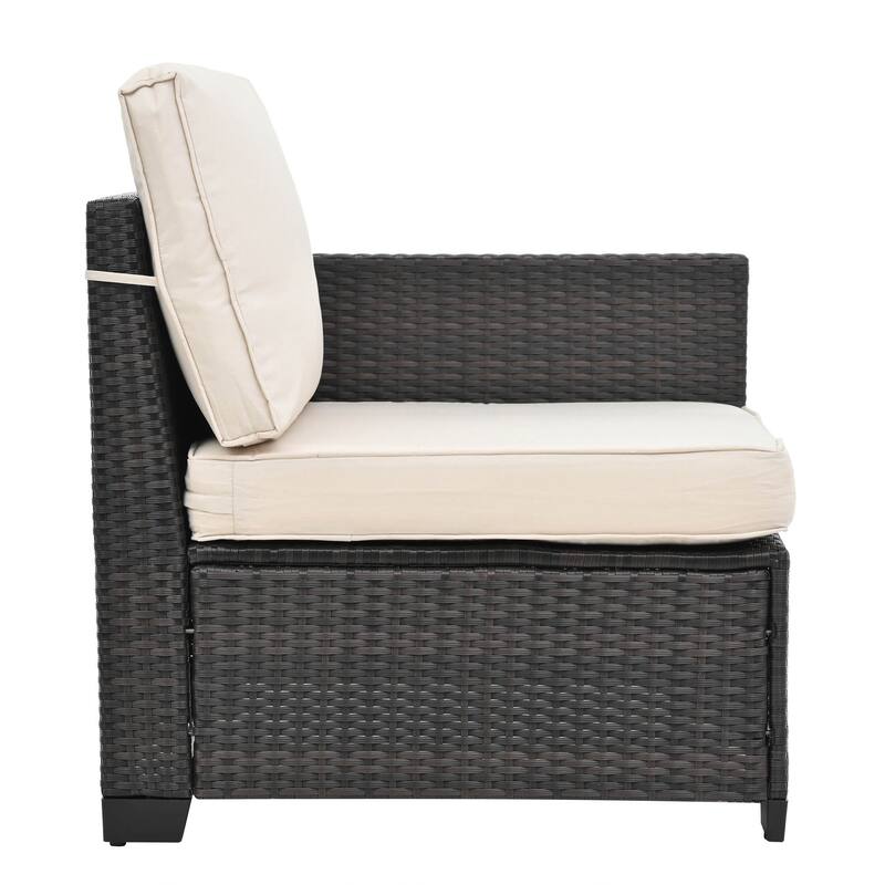 10 Piece PE Rattan Patio Furniture Set Outdoor Patio Furniture Set With Cushions & Tempered Glass Coffee Table