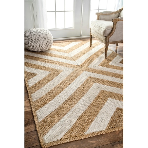 nuLOOM Natural Patterned Chevron Jute Area Rug. Opens flyout.