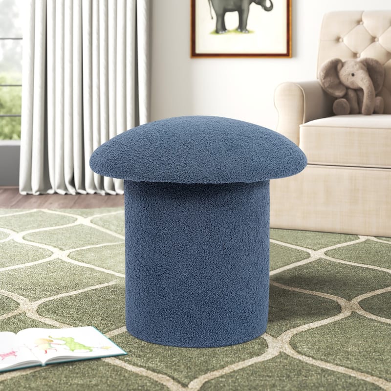 Adeco Large Mushroom Ottoman Velvet Foot Stool