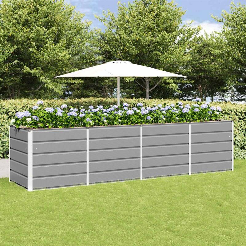 vidaXL Planter in Steel - 62.99 x 31.50 x 17.72 - Grey - 94.49 x 31.50 x 29.53 in