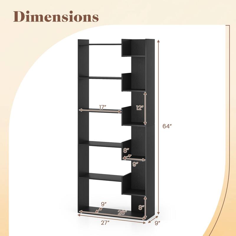 Costway 1/2 PCS 6-tier Bookshelf Tall Display Shelf with 11 Open - See Details