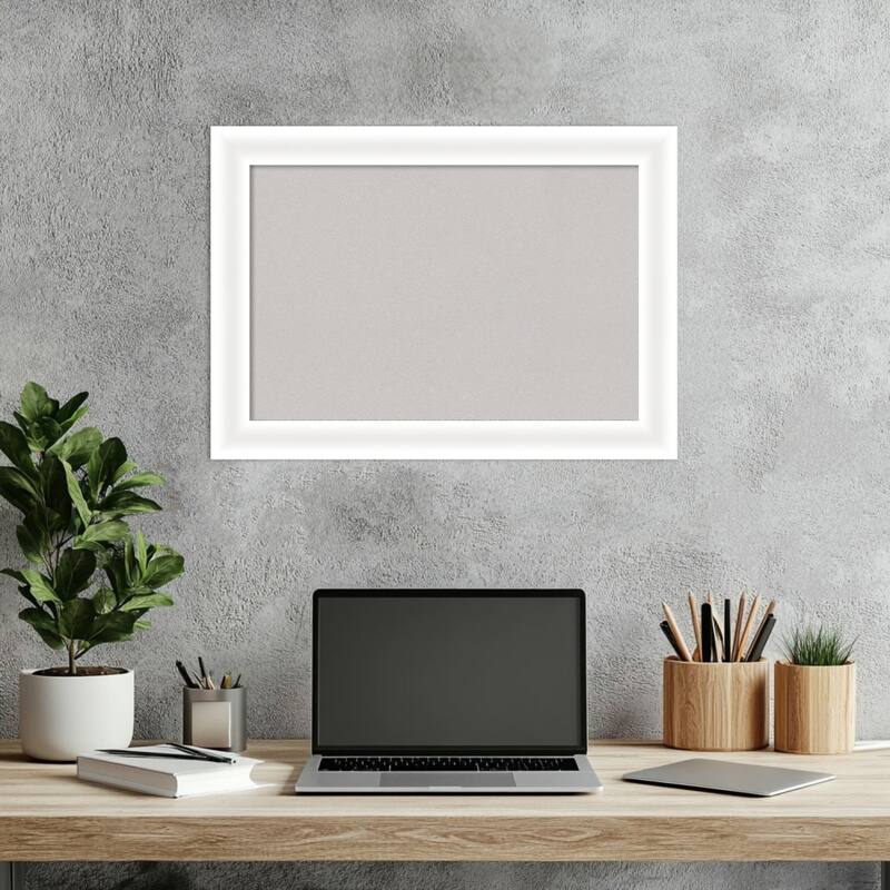 Oliver White Narrow Wood Framed Cork Board - Bulletin Board, Organization Board, Pin Board