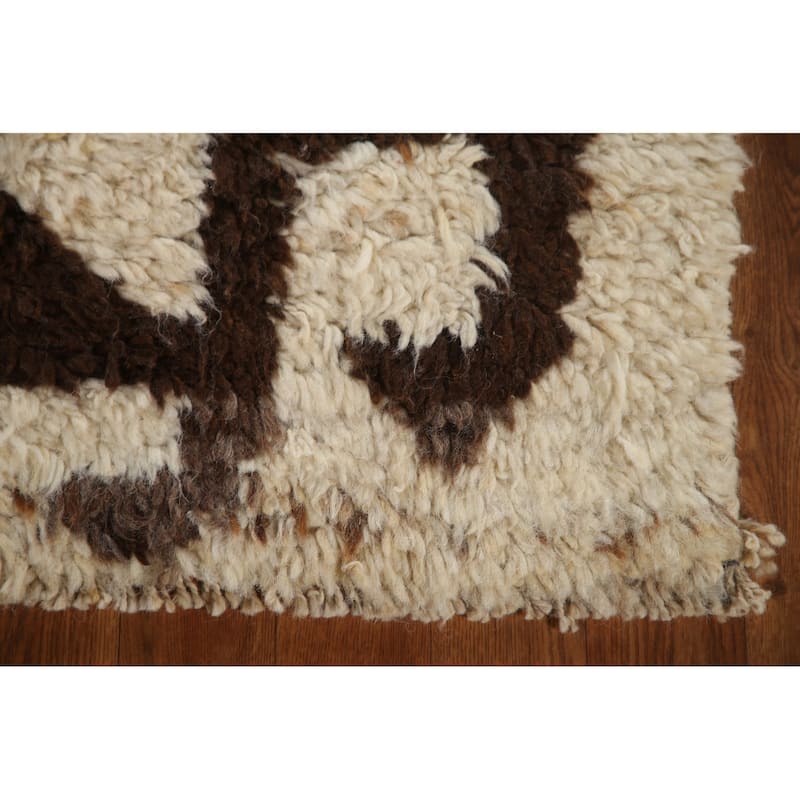 Anatolian Turkish Runner Rug Handmade Geometric Beige Wool Carpet - 3'3"x 12'5"