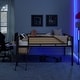 preview thumbnail 5 of 19, Single metal loft bed with rectangular desk, LED lights