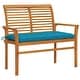 preview thumbnail 1 of 8, vidaXL Patio Bench with Light Blue Cushion 44.1" Solid Teak Wood - 44.1" x 21.7" x 37"
