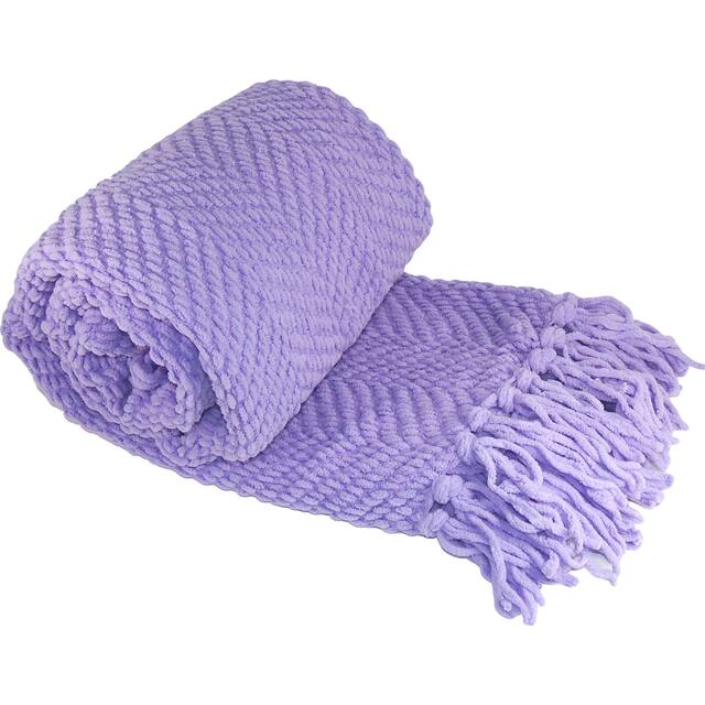 Knitted Tweed Couch Throw - 50" x 60" - Lavender