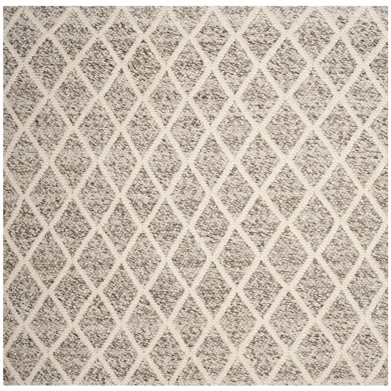 SAFAVIEH Handmade Natura Adelma Wool Rug - 6' Square - Ivory/Stone