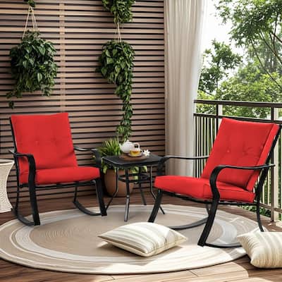 3-piece Rocking Chair Patio Bistro Set with Side Table