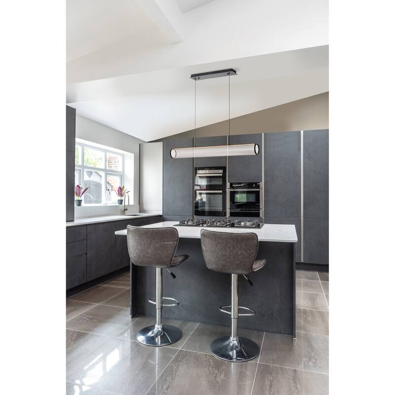 Vale 43 Inch LED Island Pendant Matte Black Silk Screened Acrylic Lens - Matte Black