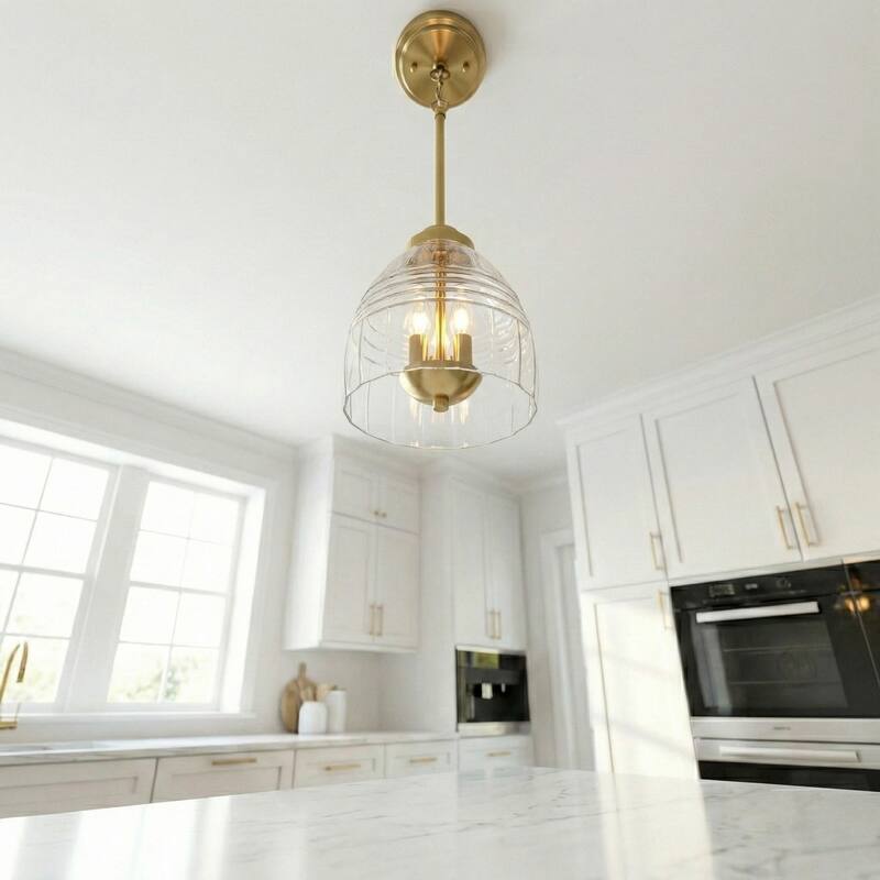 Scartex 3-Light Chain Pendant with Clear Glass Shade - Gold