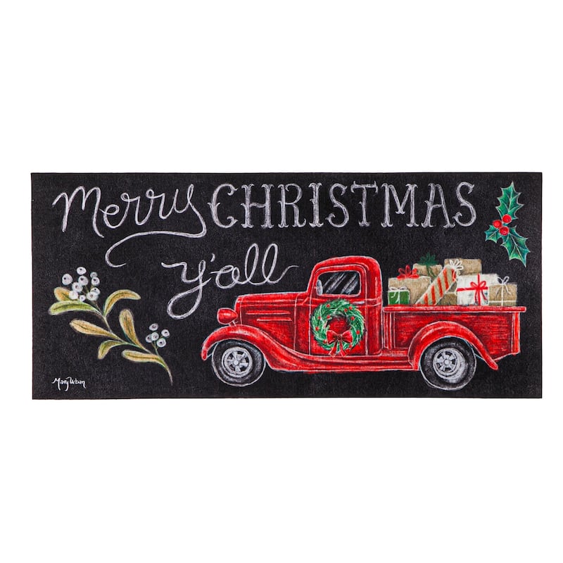 Merry Christmas Y'all Red Truck Sassafras Switch Mat