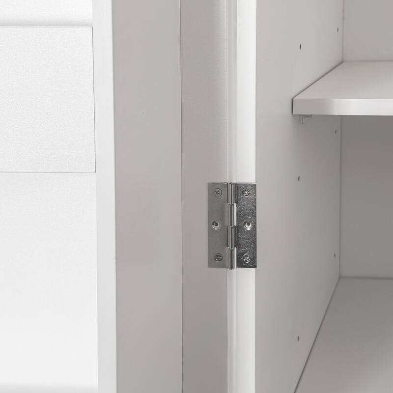 White Kitchen Pantry Cabinet with Doors and Shelves, Freestanding Storage Cupboard for Kitchen Living Room