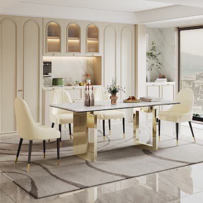 Sintered Stone Composite Tempered Glass Dining Table