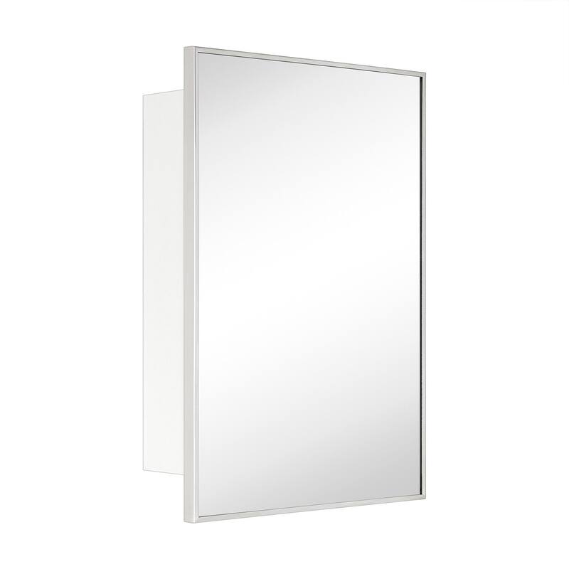 TEHOME Velin Recessed and Surface Mount Bathroom Medicine Cabinet with Mirror Square Cornered Metal Framed Rounded Rectangle